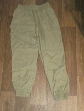 Casual Elastic Waist Olive Green Jogger Pants